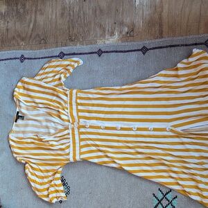 Yellow and White Striped Button-Down Dress